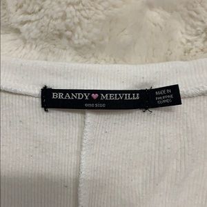 Brandy Melville White Flowy V Neck Top